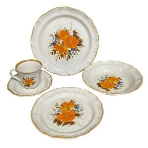 Vintage Mikasa Garden Club Flowerfest 5-Piece Dinerware Setting 🌼